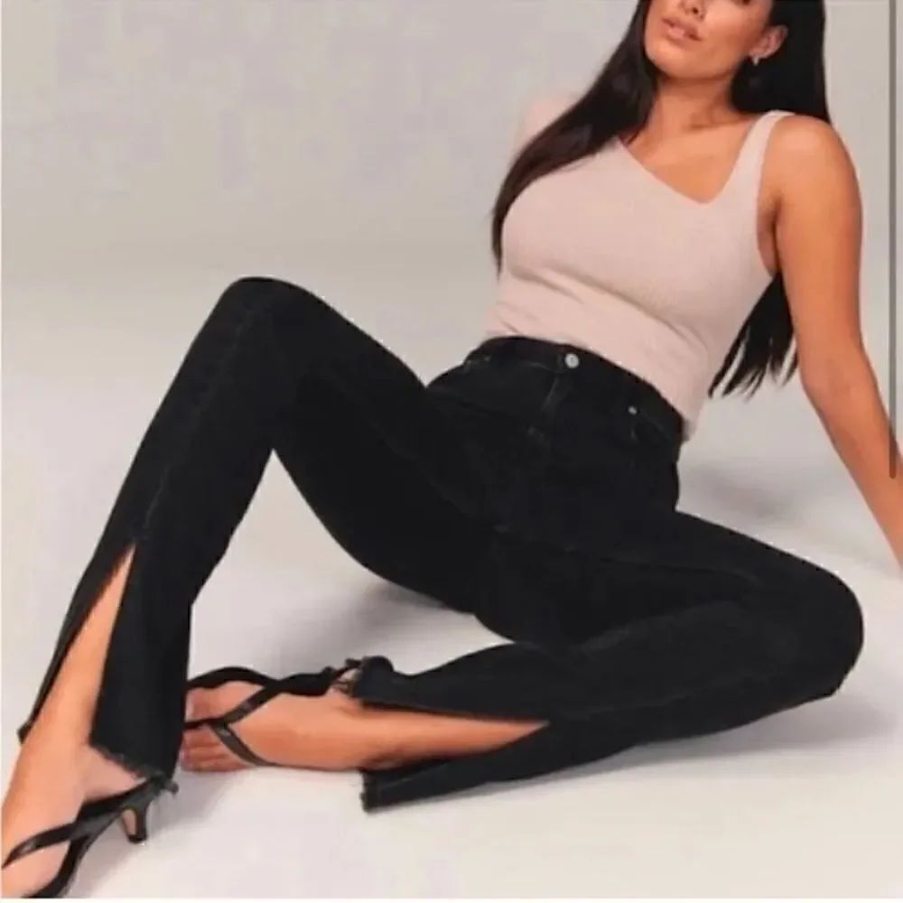 Abercrombie high waist split front jeans